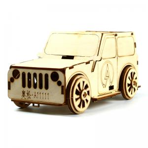 木质吉普车 jeep车 DIY玩具 木质立体拼装模型 手...