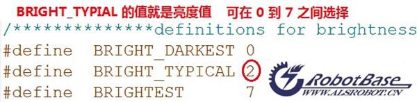 Arduino 程序文件中可更改辉度相关数据