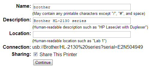 设置打印机详细信息