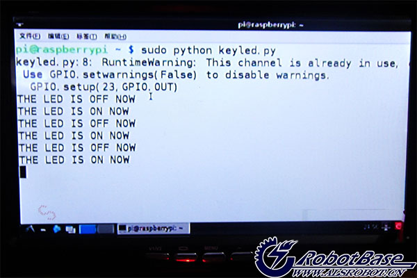 终端显示出LED灯的工作状态