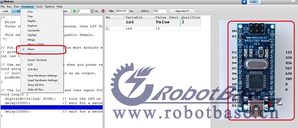图6 Siumlator for Arduino模拟器中调出Arduino Nano控制器