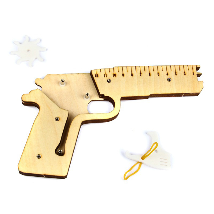 小手枪DIY玩具 木质立体拼装模型 儿童益智积木